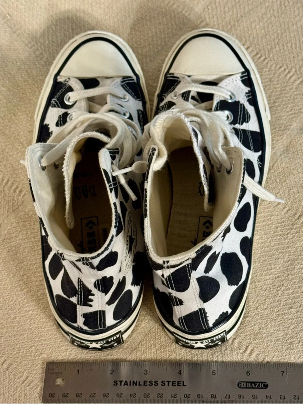 Converse High Top Sneakers - Black & White Cow Spot - Picture 4 of 7